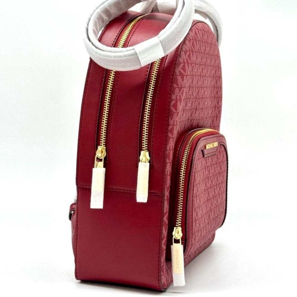 Michael Kors Jaycee Medium Signature Logo Backpack Cherry - Picture 3 of 10